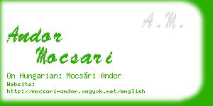 andor mocsari business card